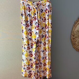 Anthropologie Maeve Floral Pants in Purple and Yellow